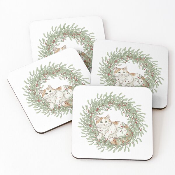 Item preview, Christmas Cat Wreath – Cozy Holiday Kitty designed and sold by Paw Print Play.