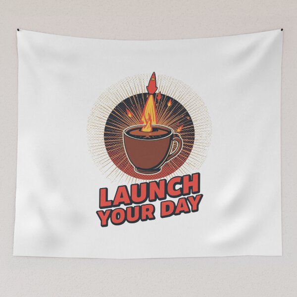 Item preview, Launch Your Day Rocket Coffee T-Shirt Design | Morning Energy Boost Graphic designed and sold by Tucker-Art.