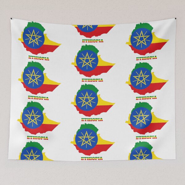 Item preview, Ethiopia Flag map design designed and sold by BasbiArt.