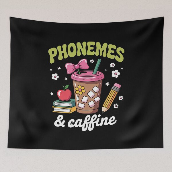 Item preview, Phonemes Graphemes Caffeine Back to School Reading Teacher  designed and sold by lilLilaBatArt.