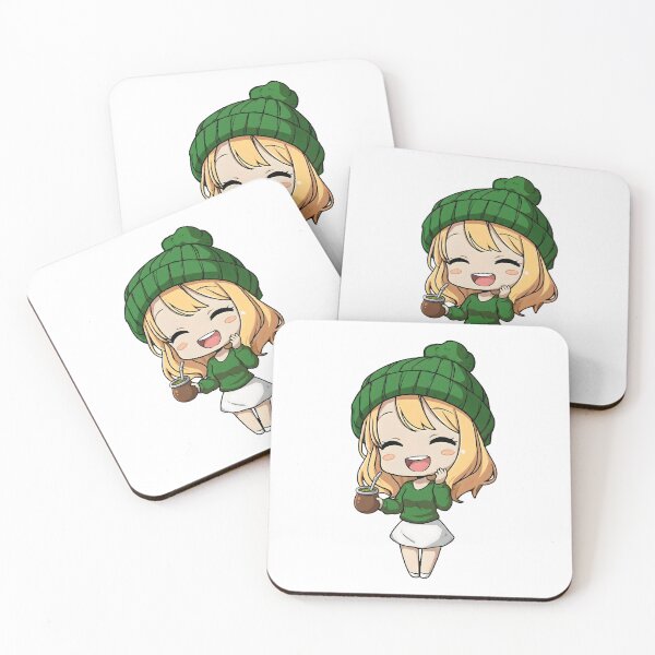Item preview, Cute Chibi Girl in Green Beanie Drinking Yerba Mate designed and sold by flamini.