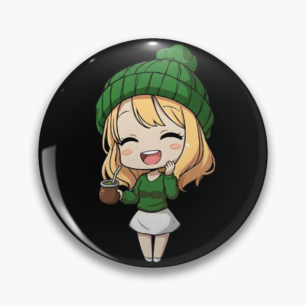 Artikelvorschau, Niedliches Chibi-Mädchen mit grüner Mütze trinkt Yerba Mate entworfen und verkauft von flamini.