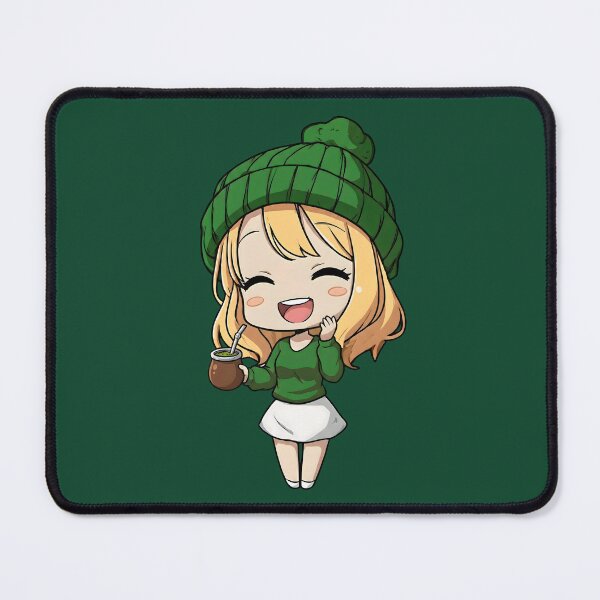 Item preview, Cute Chibi Girl in Green Beanie Drinking Yerba Mate designed and sold by flamini.