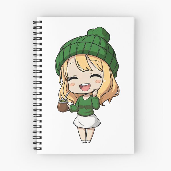 Item preview, Cute Chibi Girl in Green Beanie Drinking Yerba Mate designed and sold by flamini.
