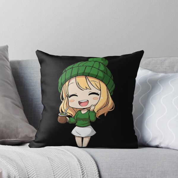 Item preview, Cute Chibi Girl in Green Beanie Drinking Yerba Mate designed and sold by flamini.