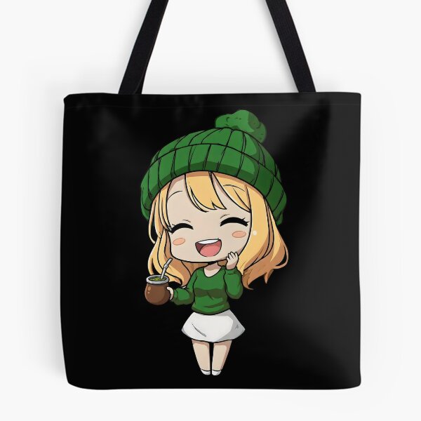 Item preview, Cute Chibi Girl in Green Beanie Drinking Yerba Mate designed and sold by flamini.