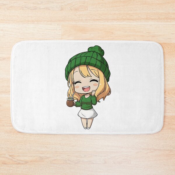 Item preview, Cute Chibi Girl in Green Beanie Drinking Yerba Mate designed and sold by flamini.