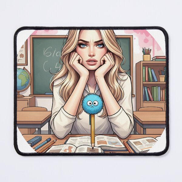 Item preview, A Blonde Girl Studying in a Classroom designed and sold by GlamourCutieAI.