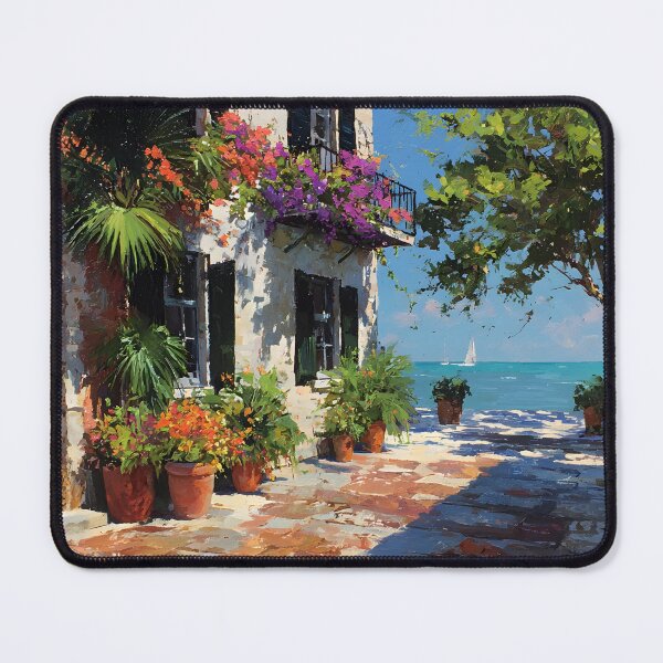 Item preview, Key West Alleyway to Calm Blue Sea with Flowers designed and sold by daila70.