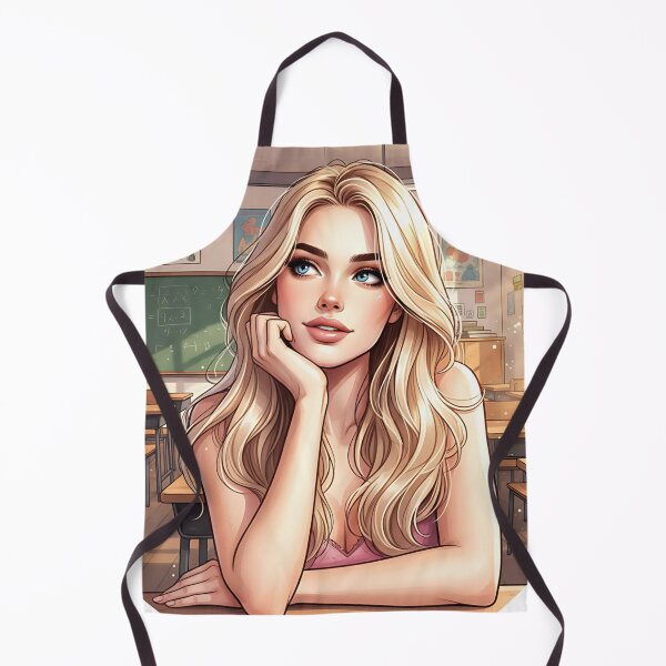Item preview, Cute Blonnde Girl Thinking in a Classroom designed and sold by GlamourCutieAI.