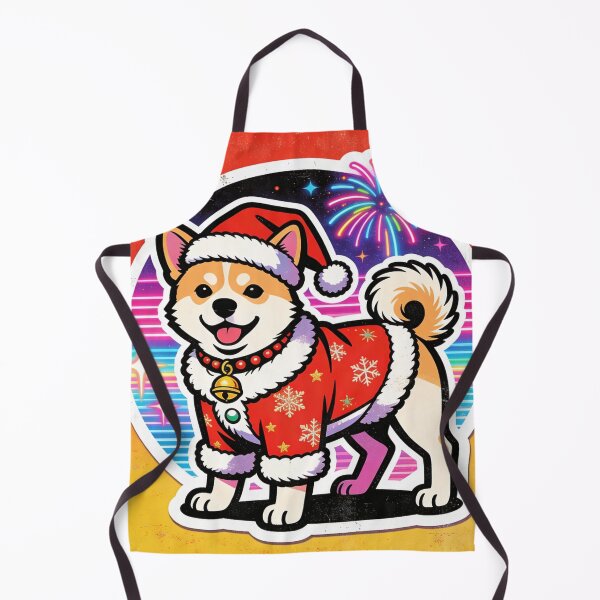 Item preview, Retro Christmas Shiba Inu, Synthwave Neon Dog Art, Funny Santa Puppy Holiday designed and sold by Cherrydora.