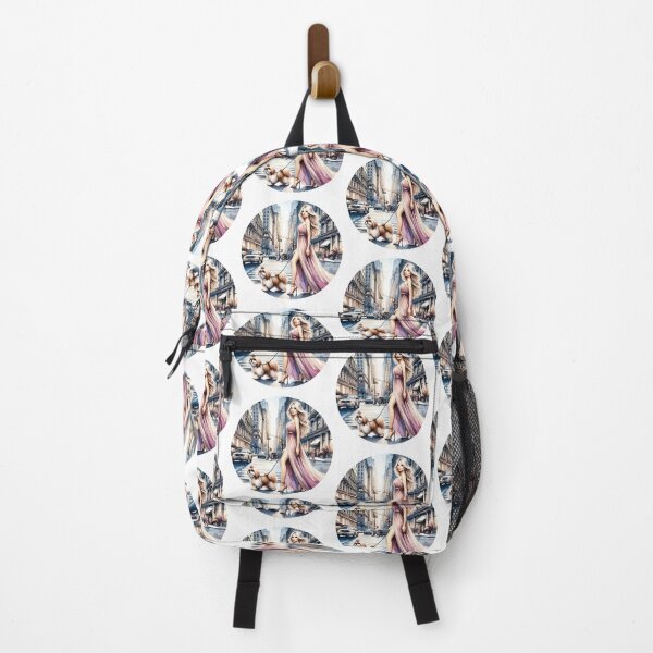 Item preview, Chic Model Walking Her Shih Tzu Dog in the City designed and sold by GlamourCutieAI.