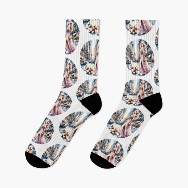 Item preview, Chic Model Walking Her Shih Tzu Dog in the City designed and sold by GlamourCutieAI.