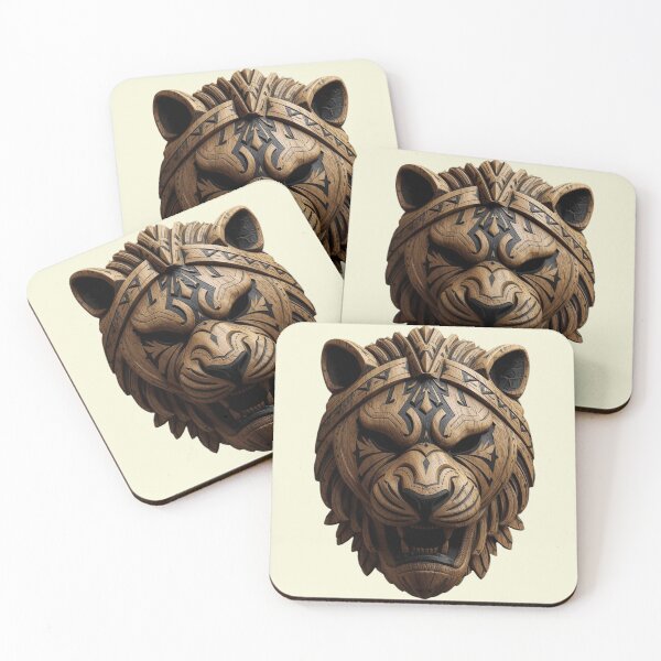 Item preview, Majestic Tribal Lion Head Carving Wall Art Decor designed and sold by SavannaStrikes.