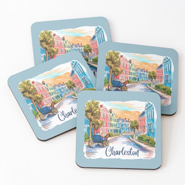 Item preview, Charleston, South Carolina - Rainbow Row & Southern Coastal Charm designed and sold by Myra365Art.