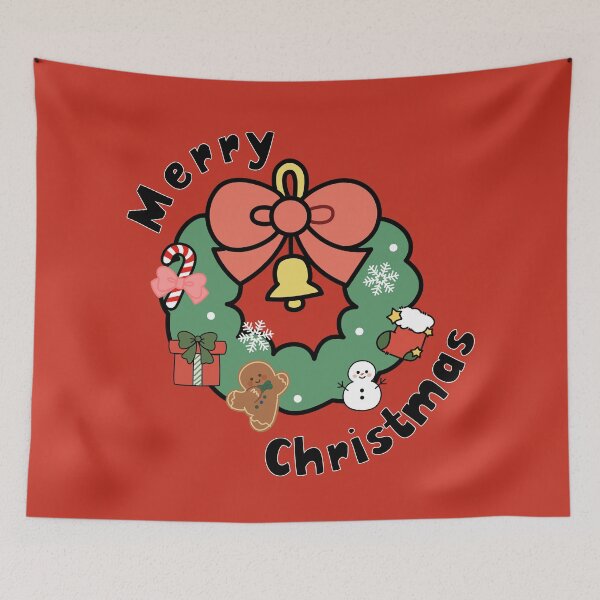 Item preview, Festive Christmas Wreath with Cute Holiday Elements & Merry Christmas Text designed and sold by Lu7u.