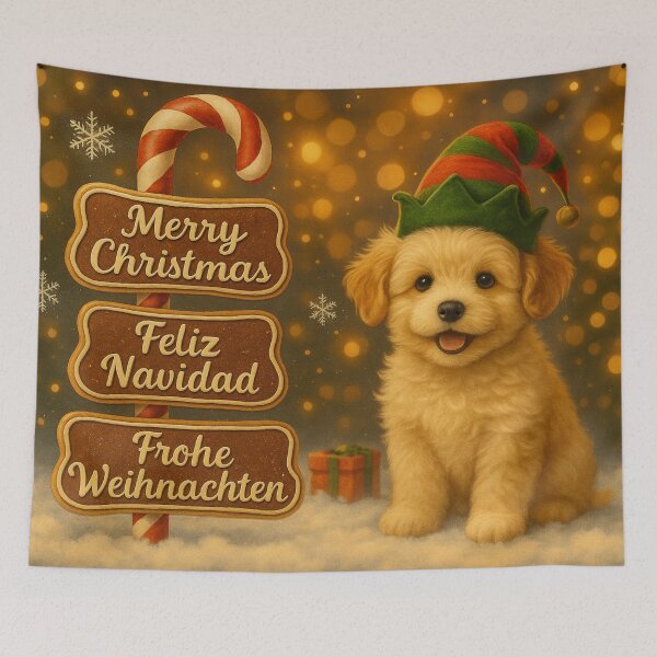 Item preview, Cute Christmas Poodle Puppy with Gingerbread Sign designed and sold by GivingJoy.