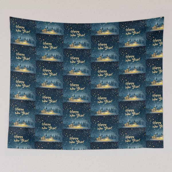 Item preview, Drawing of Happy New Year With Snowing Night  designed and sold by NivyasArtistry.