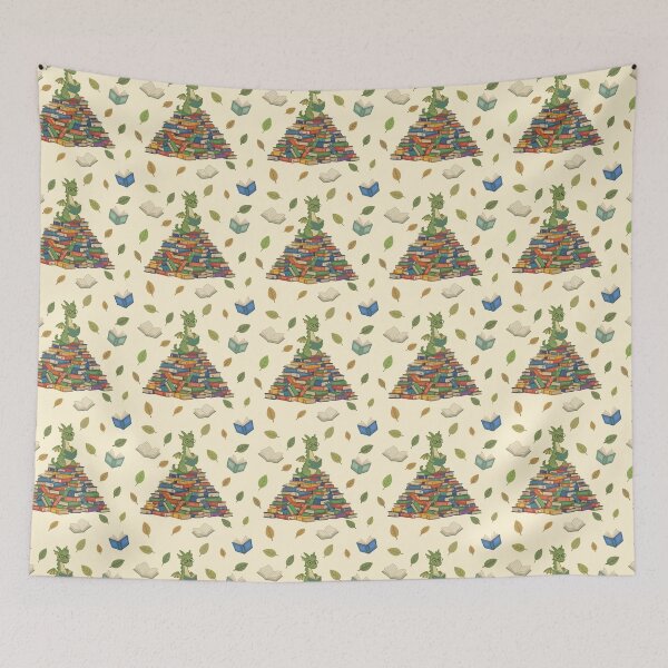 Item preview, Book Dragon Seamless Pattern – Cute Fantasy Reader Design in yellow designed and sold by WildLakePatterns.