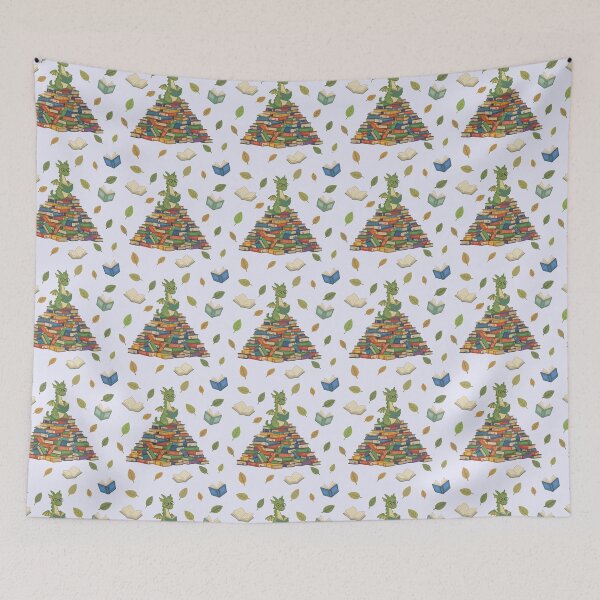 Item preview, Book Dragon Seamless Pattern – Cute Fantasy Reader Design in blue designed and sold by WildLakePatterns.