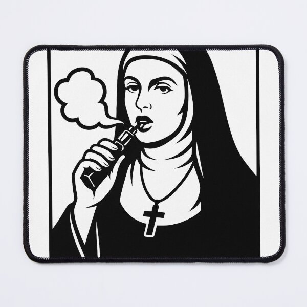 Item preview, Vape Nun – Dark Monochrome Vapor Art designed and sold by House of Taste Vape Designs.