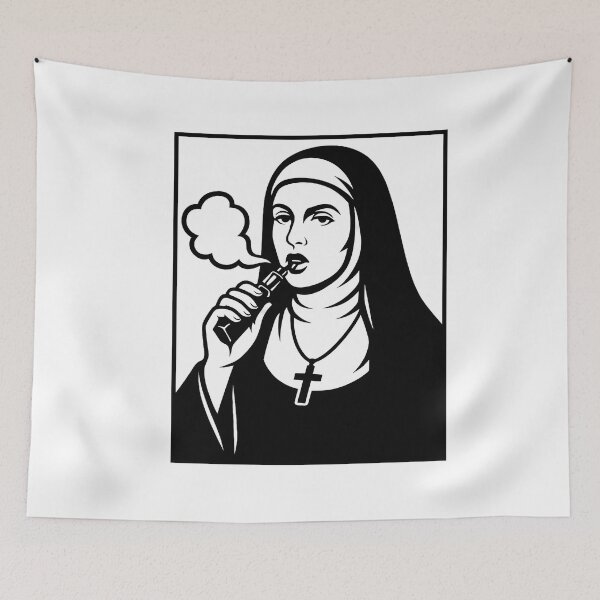Item preview, Vape Nun – Dark Monochrome Vapor Art designed and sold by House of Taste Vape Designs.