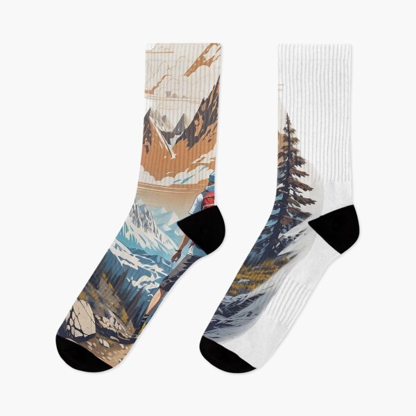 Item preview, Mountain Adventure Hiker Illustration designed and sold by Kruti Collection.