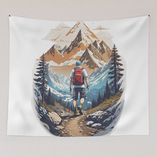 Item preview, Mountain Adventure Hiker Illustration designed and sold by Kruti Collection.