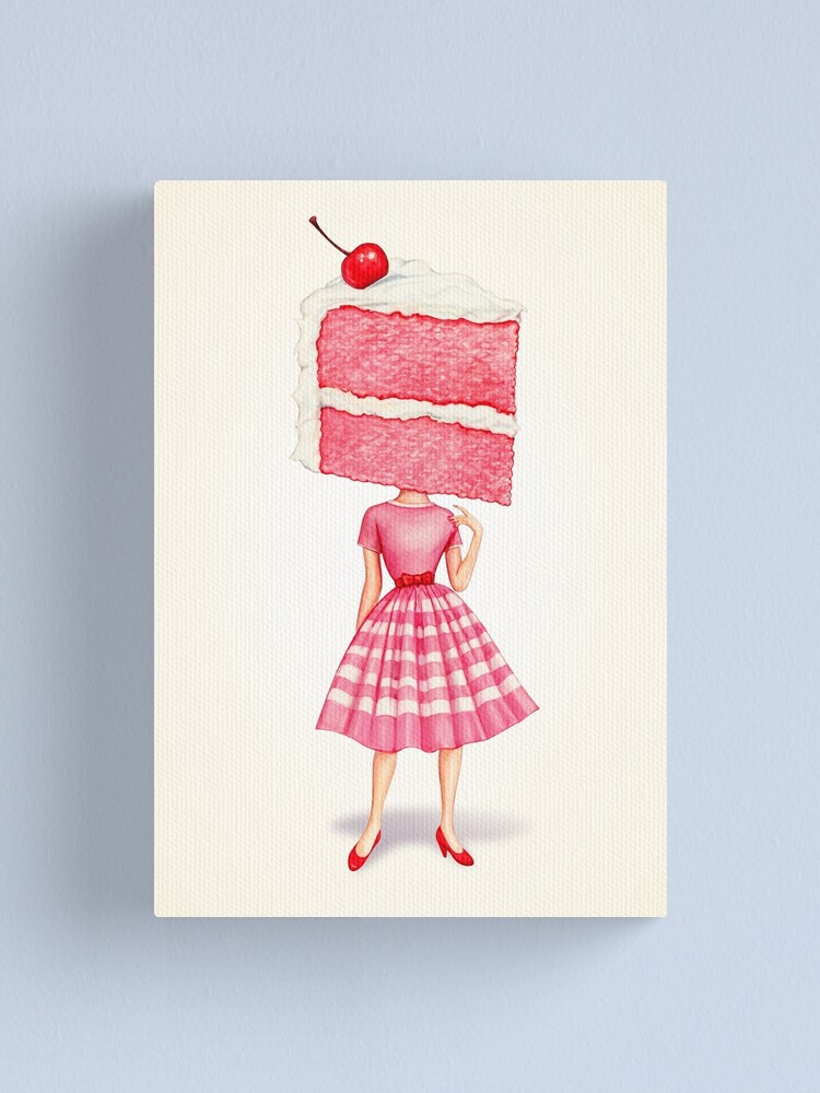 Impression Sur Toile Tete De Gateau Pin Up Cerise Par Kellygilleran Redbubble