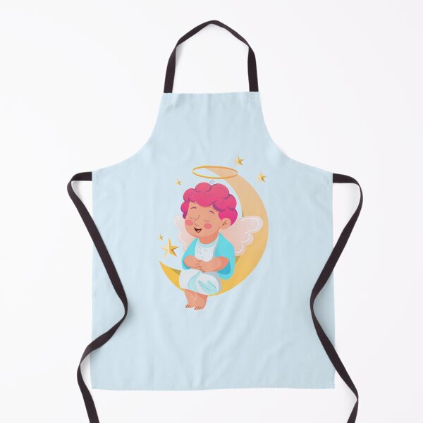Item preview, Cute Cartoon Angel Sitting on Crescent Moon with Stars designed and sold by Mariia Berezhna.