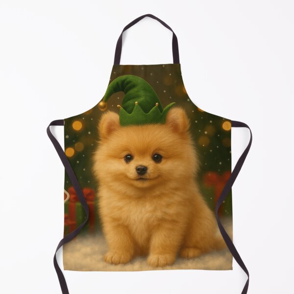 Item preview, Premium Christmas Pomeranian Puppy – Elf Hat & Gingerbread Sign designed and sold by GivingJoy.