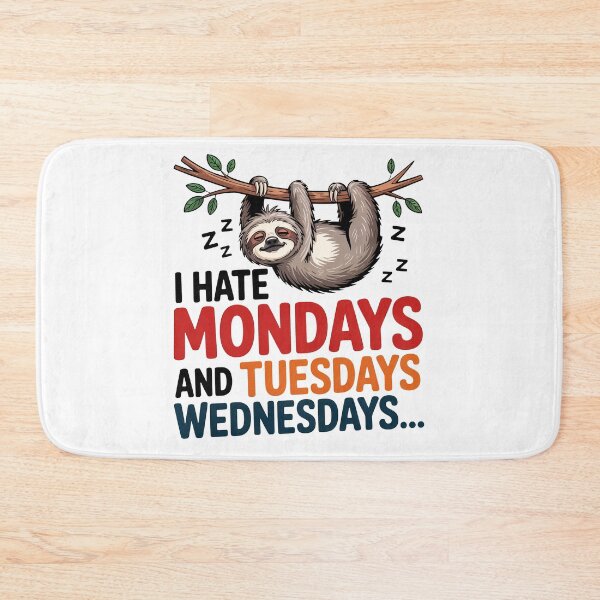 Item preview, I Hate Mondays Funny Sloth Design designed and sold by MonkiFlipp.