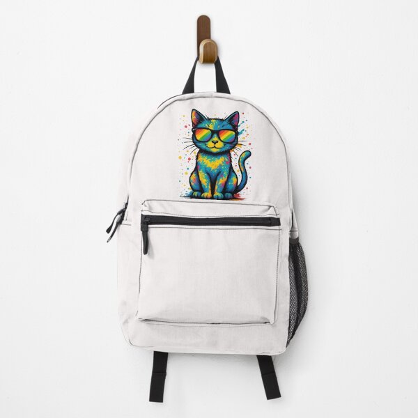 Item preview, Cool Multicolored Cat with Glasses designed and sold by HT DU SAINT.
