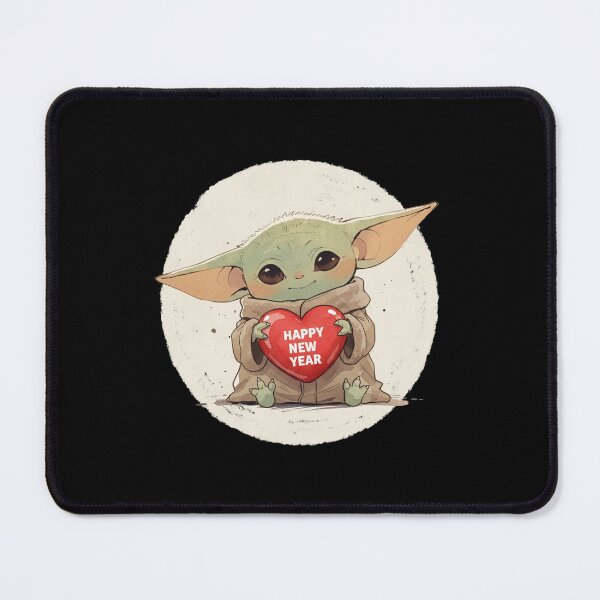 Item preview, GROGU WITH HAPPY NEW YEAR HEART designed and sold by LIS AND MELIVERSO.