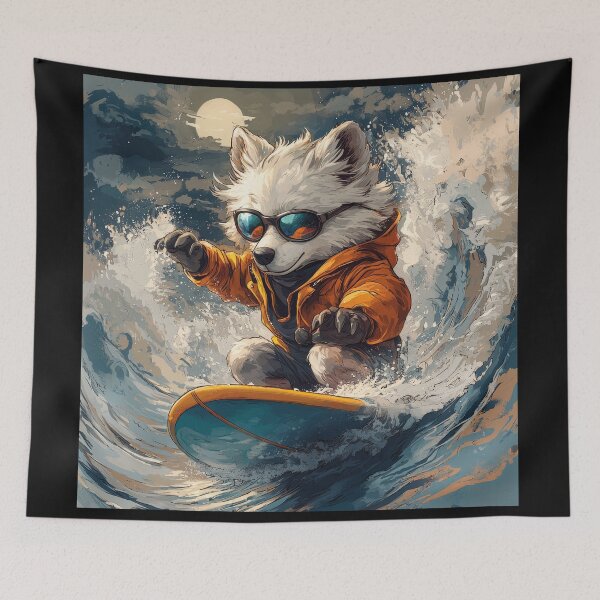Item preview, Surfing Wolf in Sunglasses and Hoodie designed and sold by Daagath.