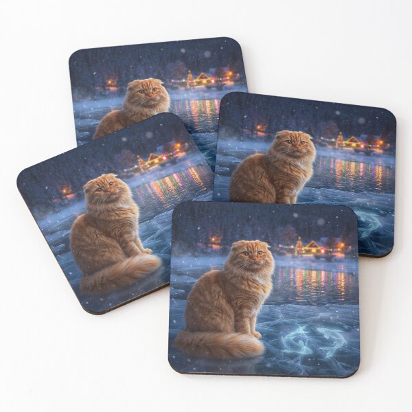 Item preview, Simba the Pisces – Ginger Scottish Fold Cat on a Winter Lake designed and sold by Paw & Whimsy.
