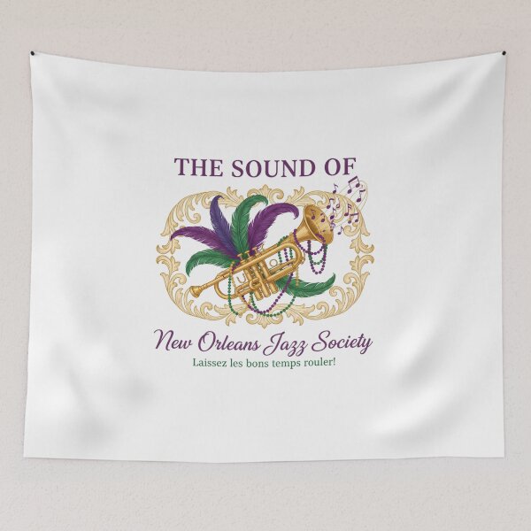 Item preview, Mardi Gras New Orleans Jazz Trumpet – Festival Feathers & Gold Filigree Music  designed and sold by justyna-s28.