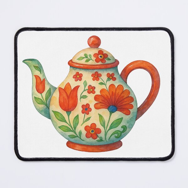 Item preview, Watercolor Floral Teapot – Tea Pot Illustration designed and sold by Pacika.