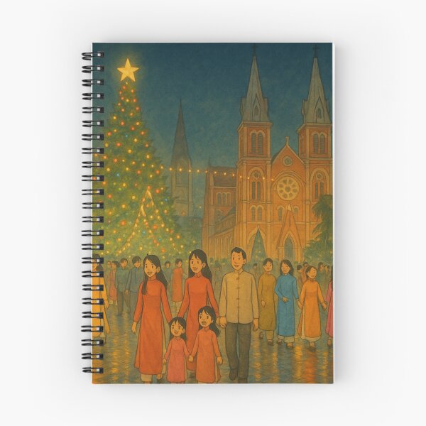 Item preview, Christmas in Saigon – Vietnamese Holiday Night Scene designed and sold by SaigonSoulArt91.