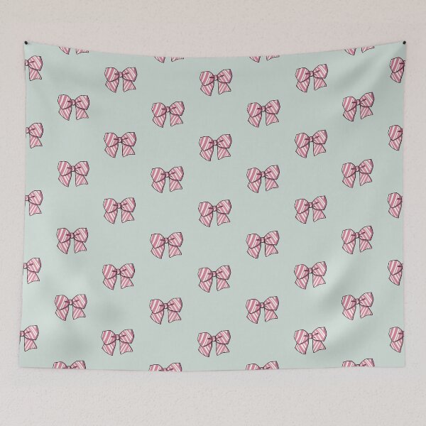 Item preview, Pink Candy Cane Bow on pale green designed and sold by Ellen Wilberg.