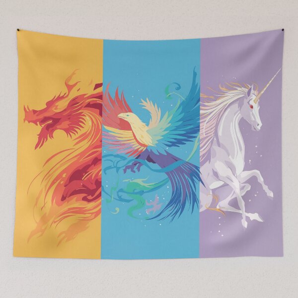 Item preview, Elemental Fantasy Dragon Phoenix Unicorn Art designed and sold by Prachodayat Artworks.