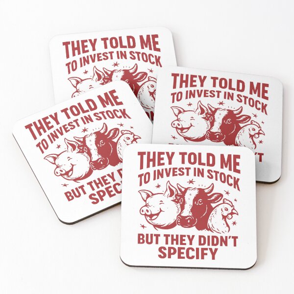 Item preview, They Told Me to Invest in Stock but They Didn’t Specify, Funny Farm Animal Joke designed and sold by CloudyPress.