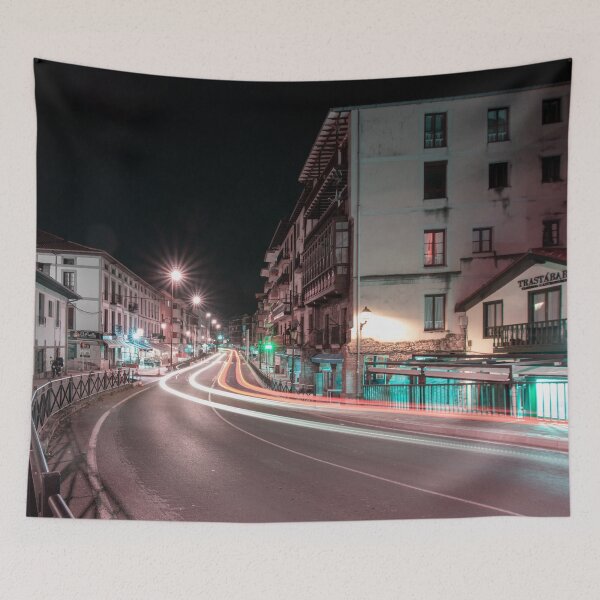 Item preview, San Vicente de la Barquera Night Lights - Main Street Long Exposure designed and sold by DavidBuitragoCobo.