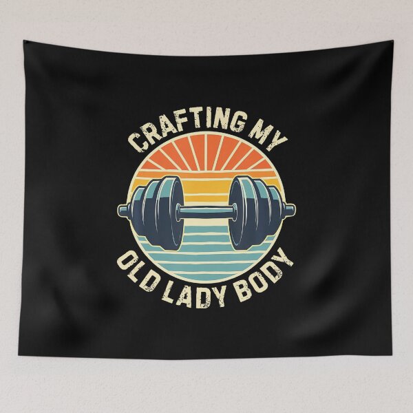 Item preview, Crafting My Old Lady Body Retro Weightlifting Gym designed and sold by AlyceLynne.