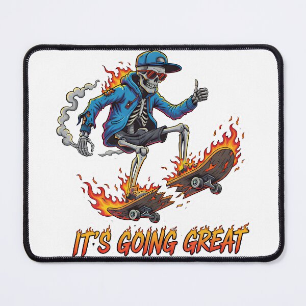 Item preview, It's Going Great - Funny Ironic Skeleton Skater Crash designed and sold by Ayarachi.