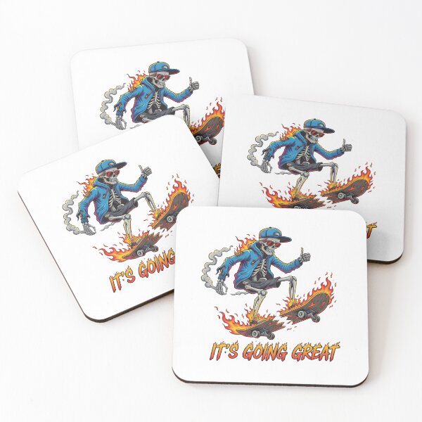 Item preview, It's Going Great - Funny Ironic Skeleton Skater Crash designed and sold by Ayarachi.