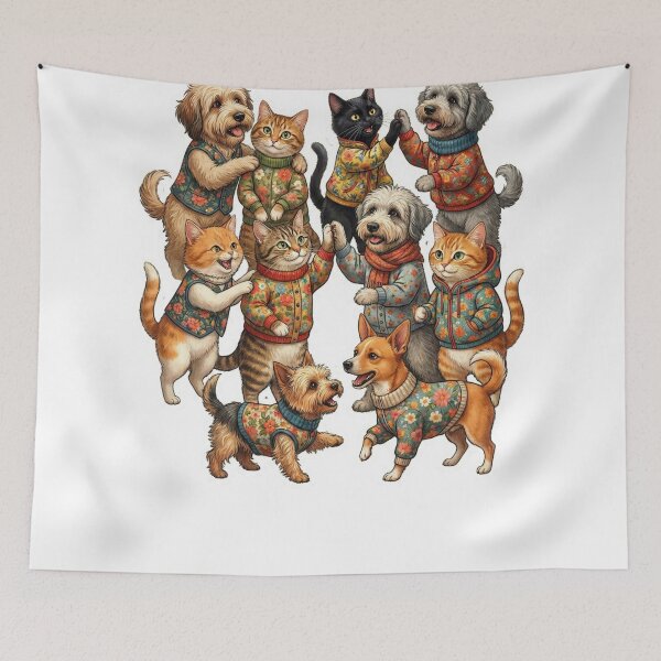 Item preview, Floral Fashion Pets Sticker  Cute Dogs & Cats in Sweaters Cozy Cottagecore Animals – Dressed Up Dogs & Cats designed and sold by Gurjeetpixelart.