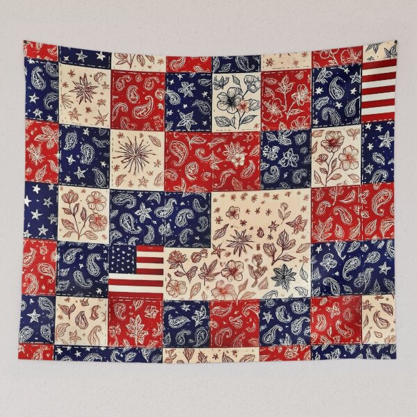 Item preview, Patchwork Floral Americana Quilt Pattern designed and sold by Myra365Art.