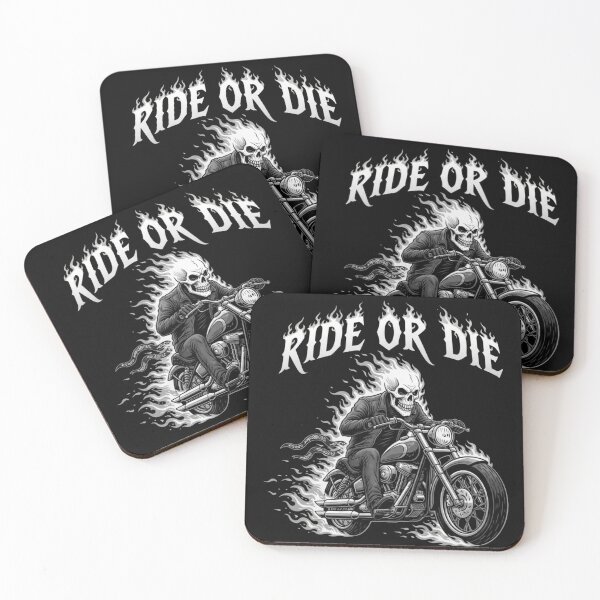 Item preview, Flaming Skull Biker Ride Or Die designed and sold by Skulls & Calaveras.
