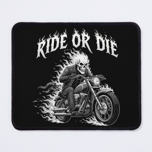 Item preview, Flaming Skull Biker Ride Or Die designed and sold by Skulls & Calaveras.